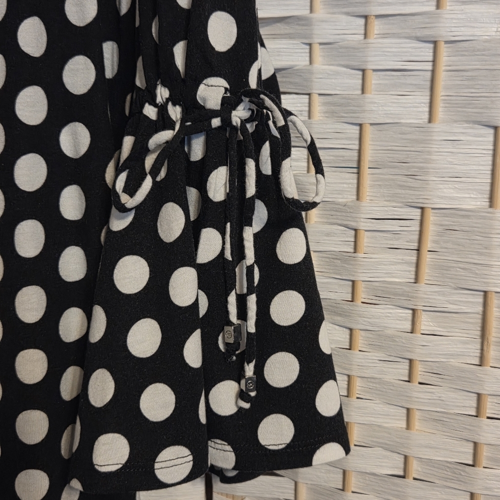 Michael Kors Black and White Polka Dot Blouse Tie Sleeves 1X - Picture 5 of 7